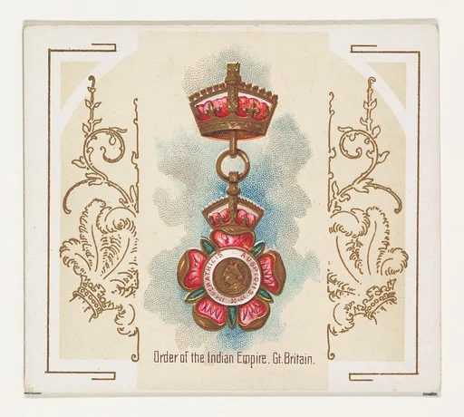Order of the Indian Empire, Great Britain, from the World's Decorations series (N44) for Allen & Ginter Cigarettes