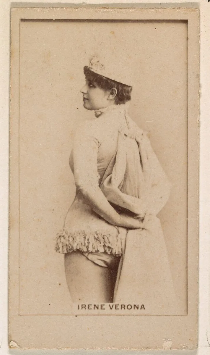 Irene Verona, from the Actresses series (N245) issued by Kinney Brothers to promote Sweet Caporal Cigarettes — Kinney Brothers Tobacco Company