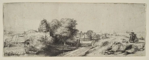View of the Diemerdijk with a Milkman and Cottages ('Het Melkboertje')