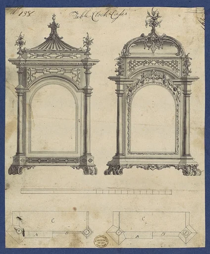 Table Clock Cases, in Chippendale Drawings, Vol. I