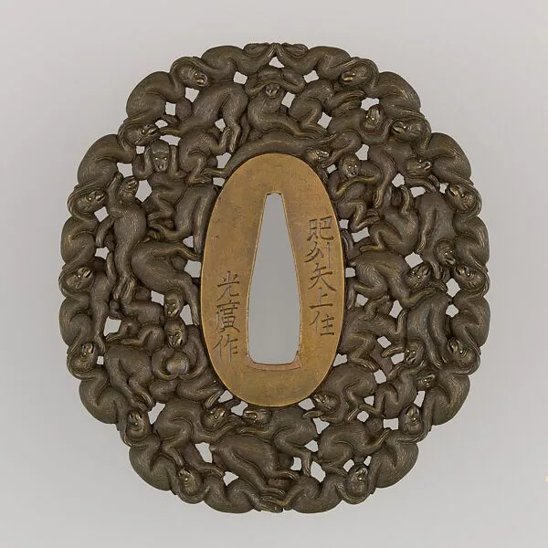 Sword Guard (Tsuba) Featuring the 108 Human Sins in the Guise of Monkeys — Unknown
