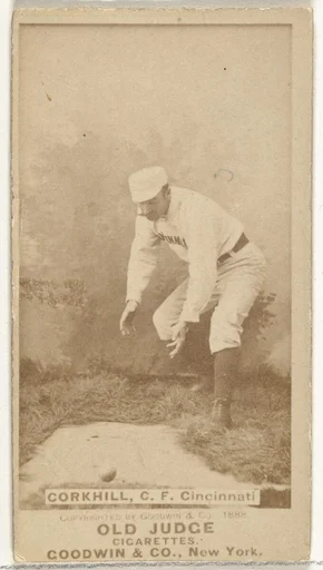 John Stewart "Pop" Corkhill, Center Field, Cincinnati, from the Old Judge series (N172) for Old Judge Cigarettes