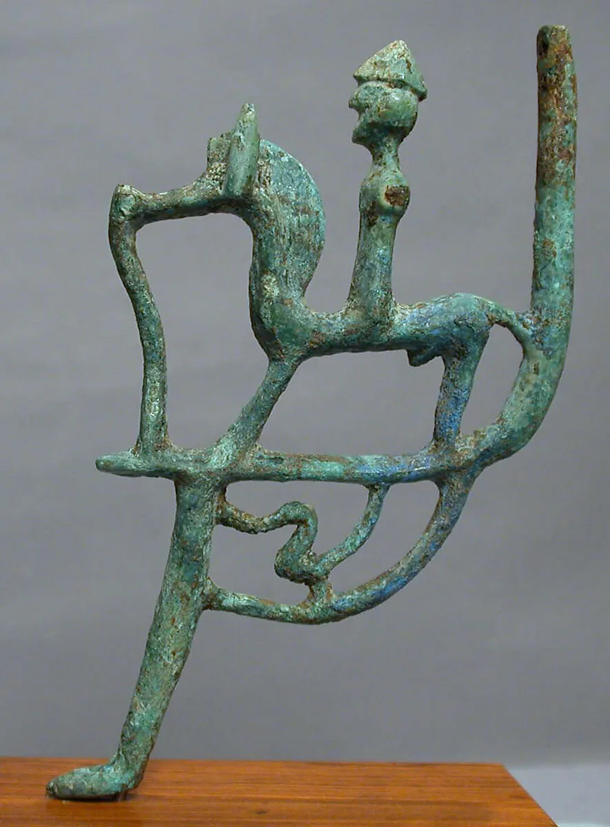 Bronze leg of a cauldron with horseman and bird — Unknown