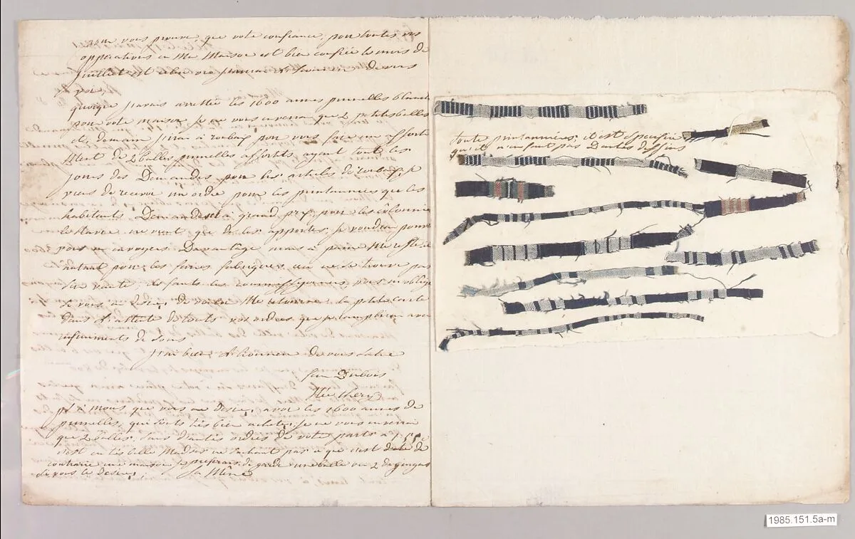 Textile swatch (one of 12) — Unknown