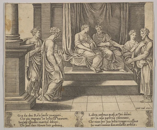 Plate 3: Psyche's two sisters are married to kings, from "The Fable of Psyche"