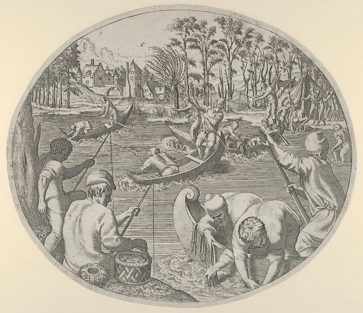 Fishing Scene — Léon Davent|Francesco Primaticcio