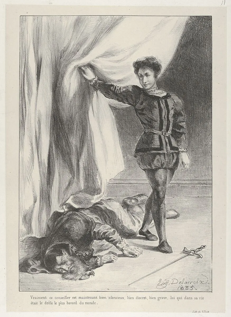 Hamlet and the Corpse of Polonius — Eugène Delacroix|William Shakespeare|Villain