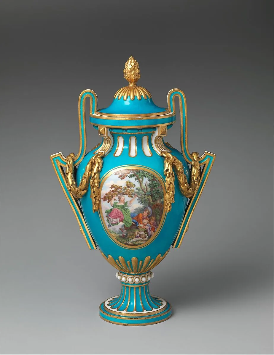 Vase with cover (probably vase à bâtons rompus) — Sèvres Manufactory|Charles Nicolas Dodin|Jean Honoré Fragonard