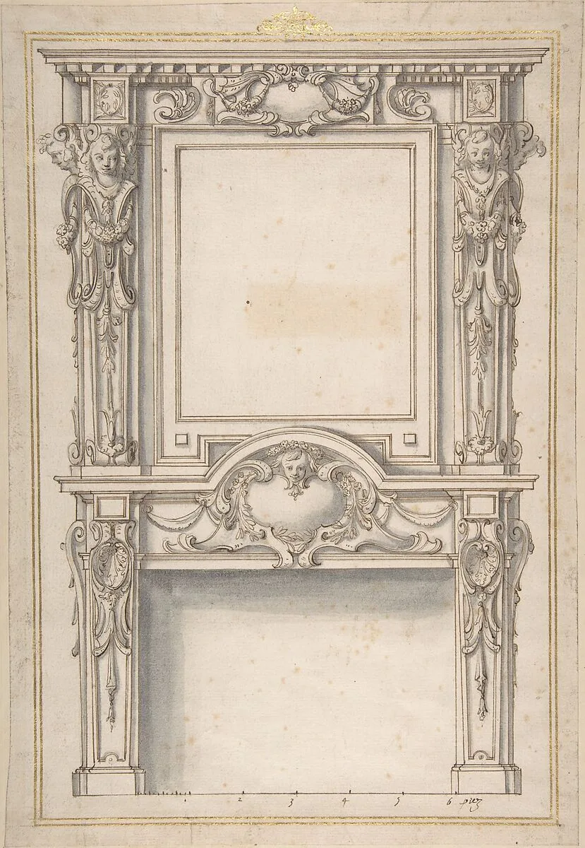 Design for a Fireplace — Anonymous, French, 17th century|Salomon de Brosse|Jean Barbet|François Derand
