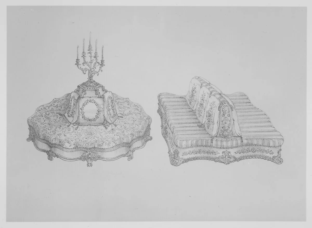 Furniture with Candelabra and Interior Decoration — Richard Hicks Bridgens|William Pickering|Henry Shaw