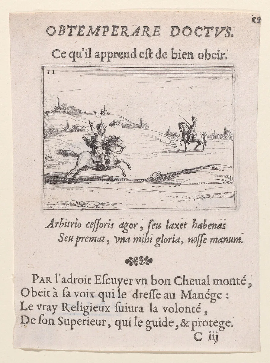 Deux Écuyers (Two Squires), from Lux Claustri ou La Lumière du Cloitre (The Light of the Cloisters), plate 11 — François Langlois|Jacques Callot