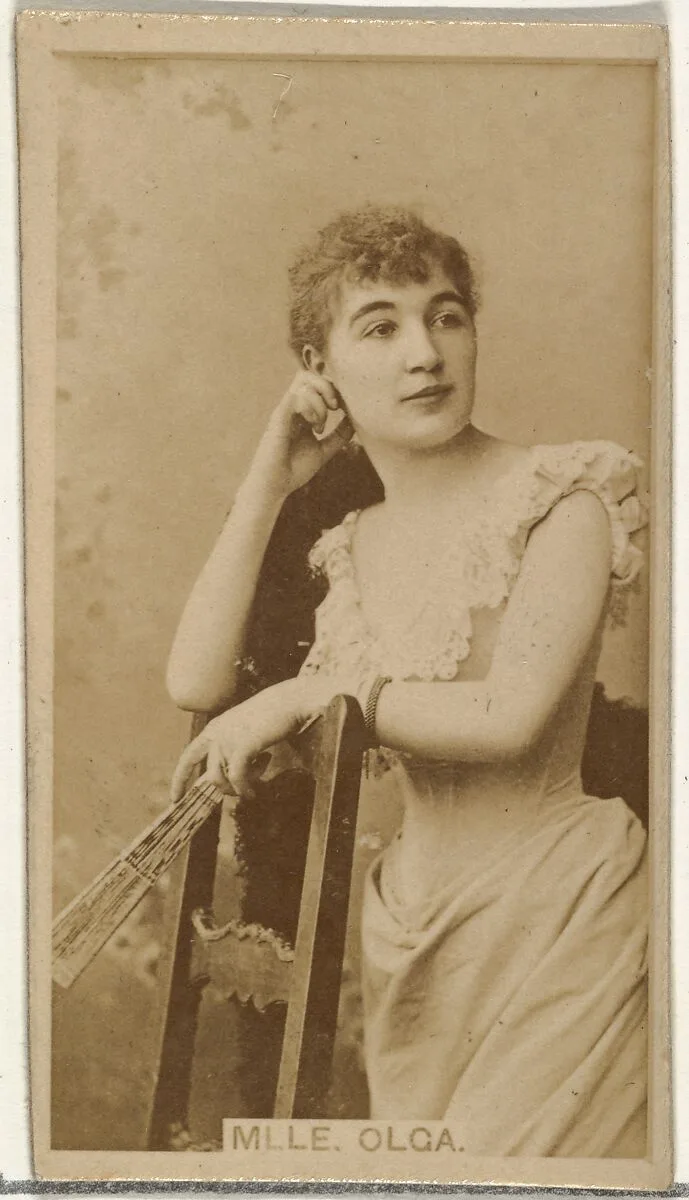 Mlle. Olga, from the Actors and Actresses series (N145-8) issued by Duke Sons & Co. to promote Duke Cigarettes — American Tobacco Company|W. Duke, Sons & Co.