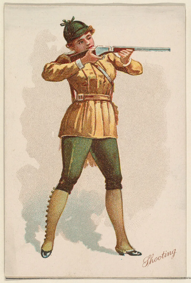 Shooting, from the Pretty Athletes series (N196) issued by Wm. S. Kimball & Co. — Julius Bien & Co.|William S. Kimball & Company