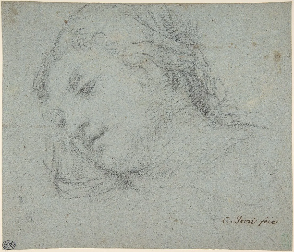 Head of a Woman (recto); Head of a Child, Study of Children's Forearms (verso) — Ciro Ferri