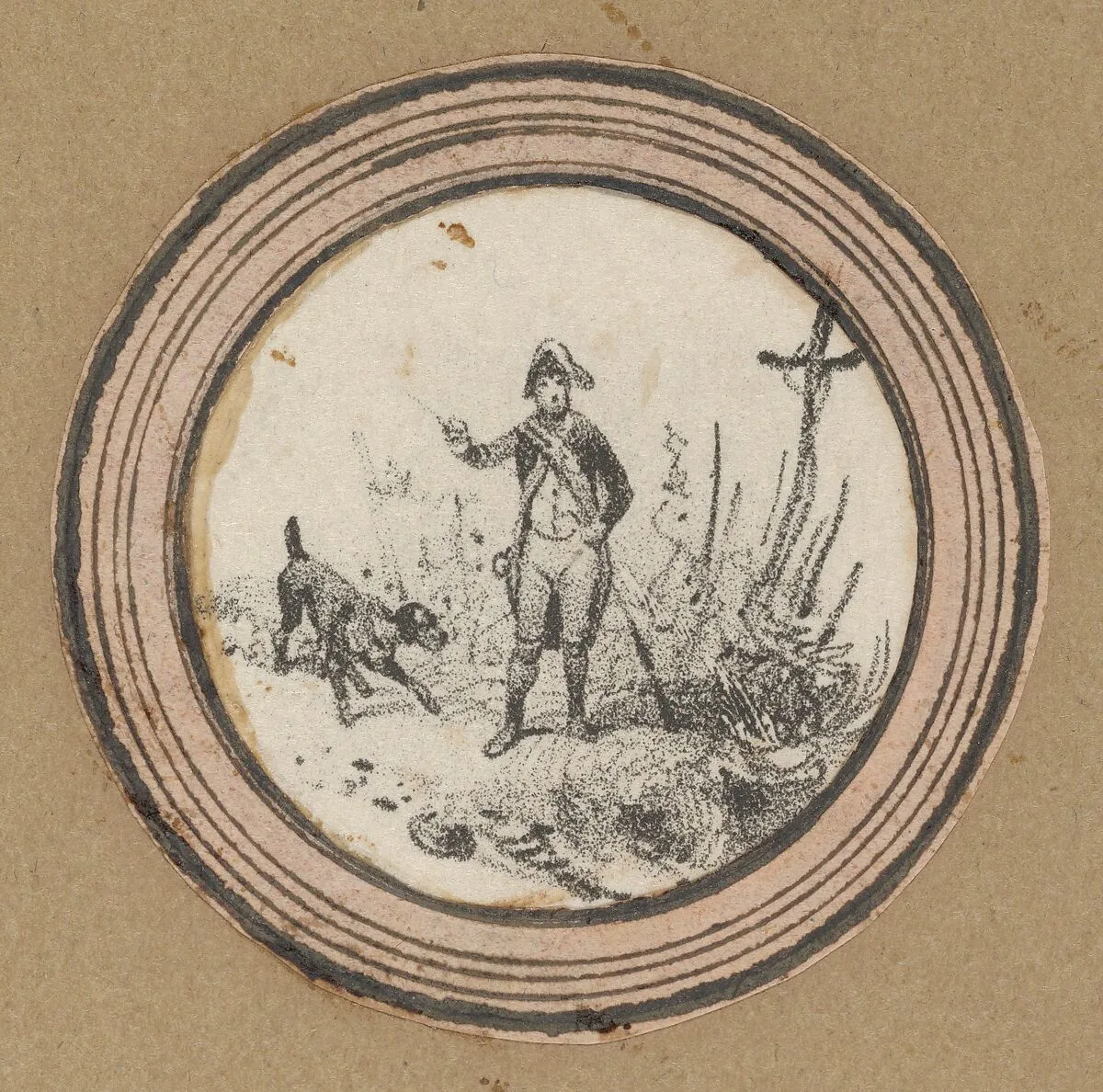 Standing soldier with a dog and a crucifix — Victor Adam