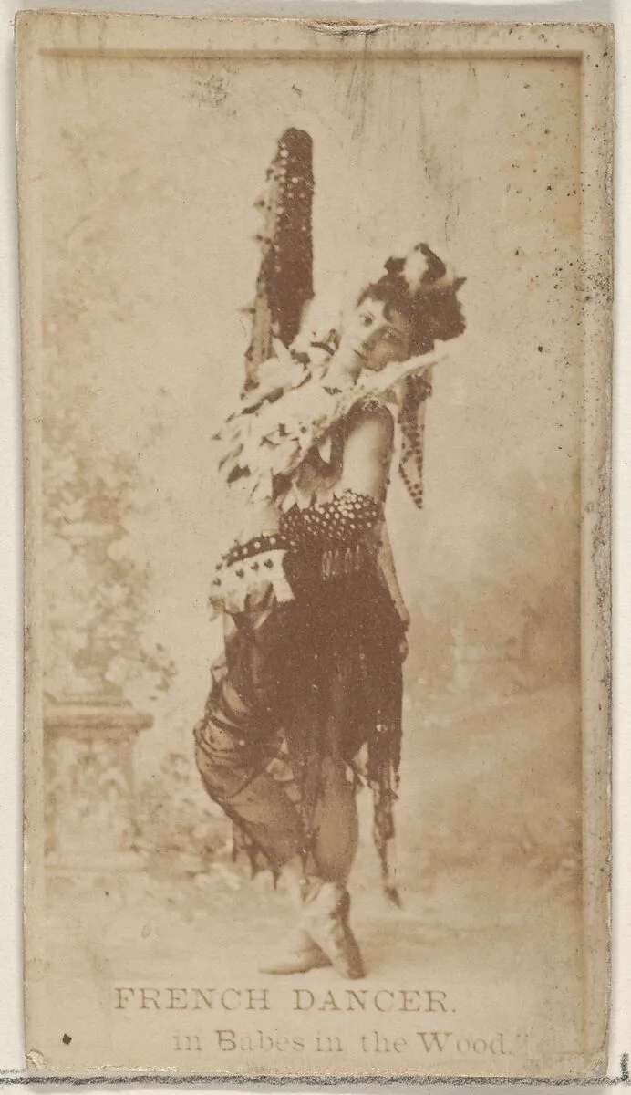 French Dancer in Babes in the Wood, from the Actors and Actresses series (N45, Type 8) for Virginia Brights Cigarettes — Allen & Ginter