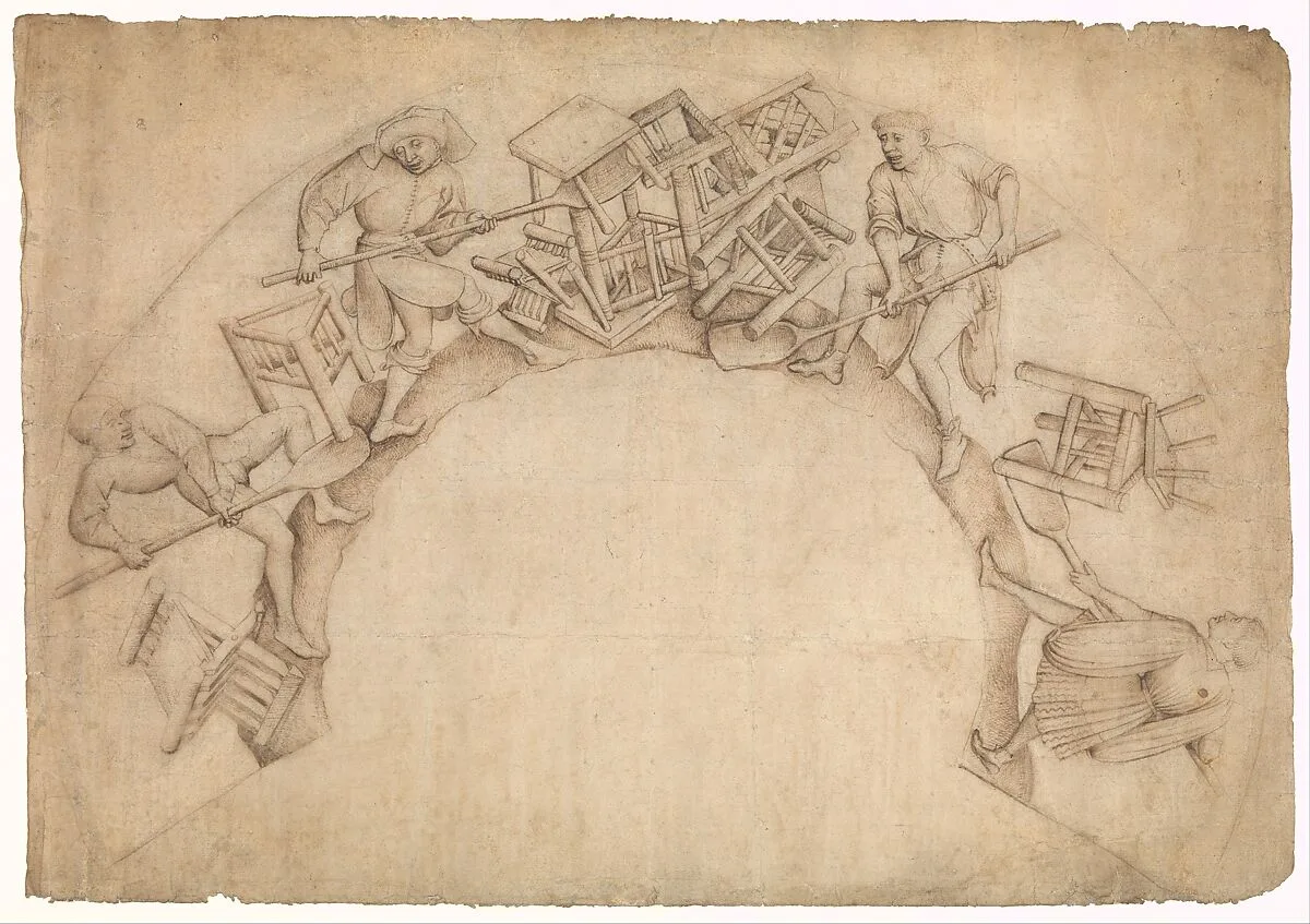 Men Shoveling Chairs (Scupstoel) — Vranke van der Stockt