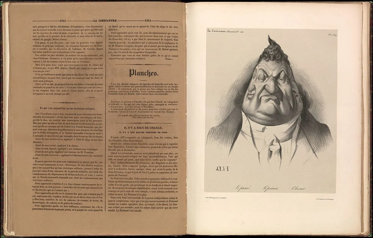 The Past. The Present. The Future (Le passé. Le présent. L'avenir), from La Caricature, plate 349 — Honoré Daumier|Becquet|Aubert et Cie