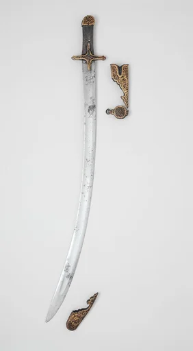 Curved Sword and Matching Scabbard Mounts