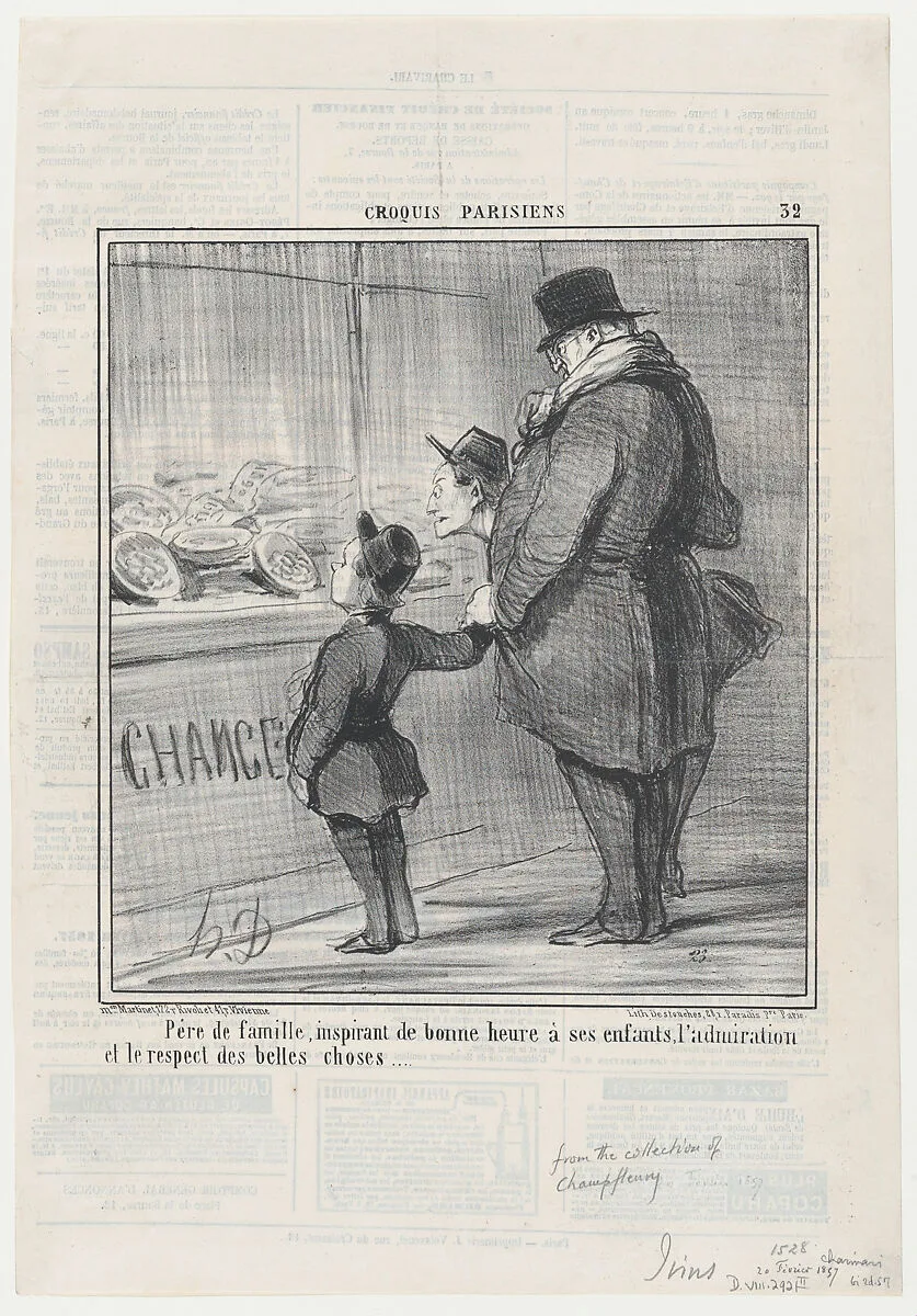 La Visite à l'Atelier, from Croquis Parisiens, published in Le Charivari, May 22, 1857 — Aaron Martinet|Honoré Daumier|Destouches