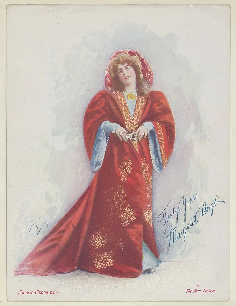 Margaret Anglin in The Twin Sisters, from the Actresses series (T1), distributed by the American Tobacco Co. to promote Turkish Trophies Cigarettes — Frederick Moladore Spiegle|American Tobacco Company