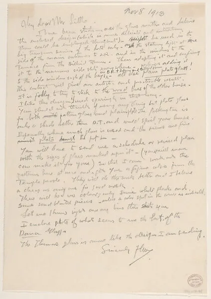 Letter: Frank Lloyd Wright to Francis W. Little, November 8, 1913 — Frank Lloyd Wright