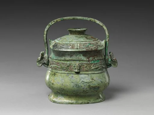 西周 青銅提梁卣|Wine container with handle (you)