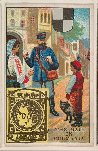 The Mail in Roumania, bakery card from the Stamps and Mail Carriers of All Nations series (D73), issued by the Rochester Baking Company — Rochester Baking Company