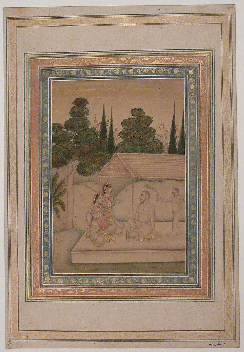Musicians Entertaining a Holy Man (Sadhu or Fakir) — Unknown