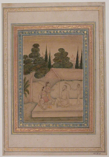 Musicians Entertaining a Holy Man (Sadhu or Fakir)