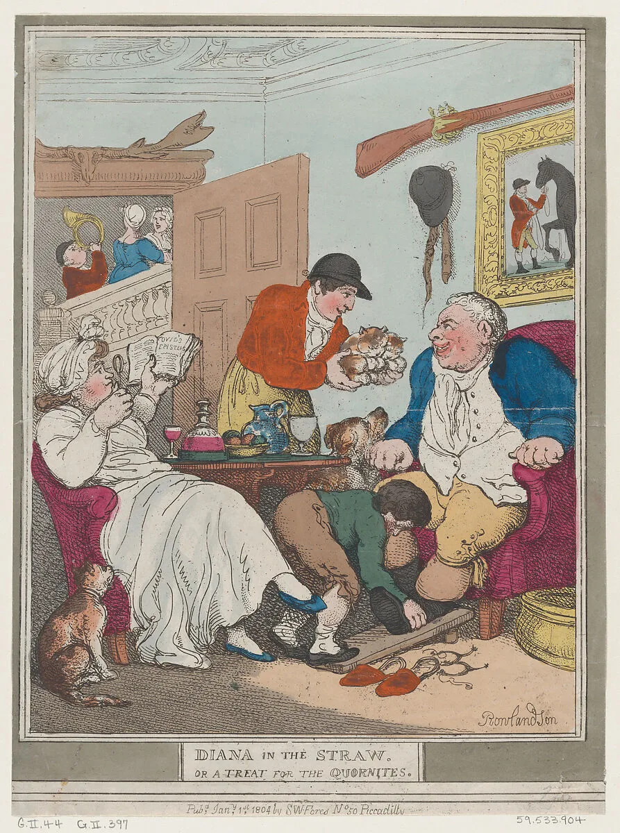 Diana in the Straw, or A Treat for Quornites — S. W. Fores|Thomas Rowlandson