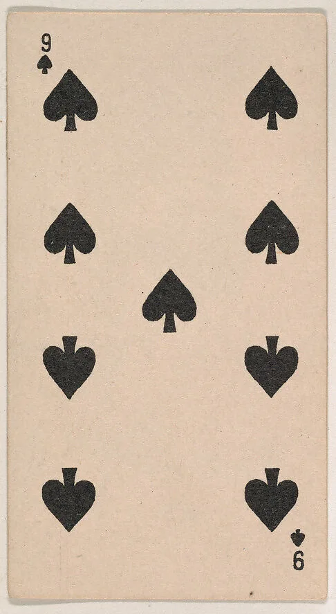 Nine of Spades, from the Transparent Playing Cards series (N220) issued by Kinney Bros. — Kinney Brothers Tobacco Company