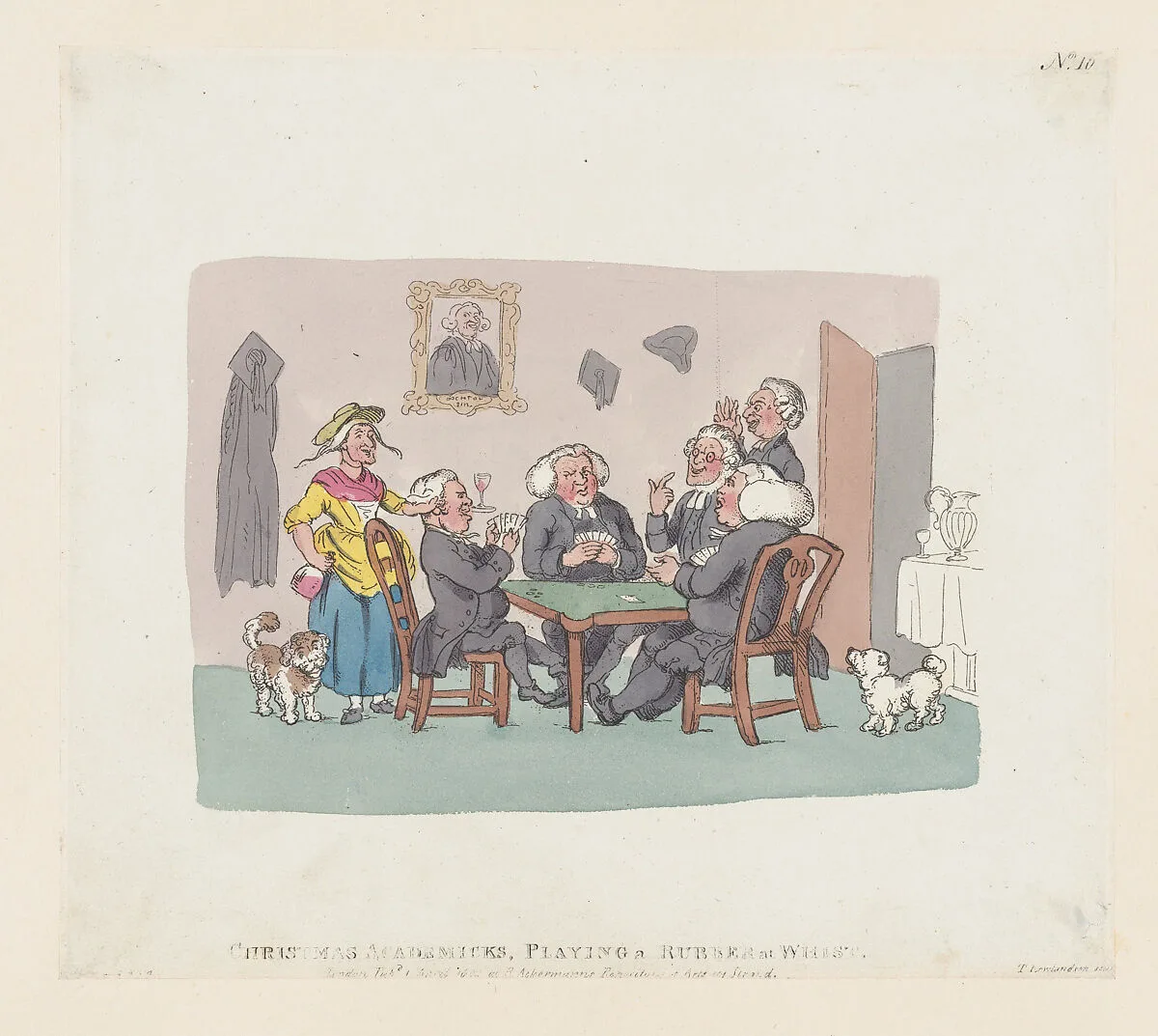 Christmas Academics Playing a Rubber at Whist — Thomas Rowlandson|Henry William Bunbury|Rudolph Ackermann, London