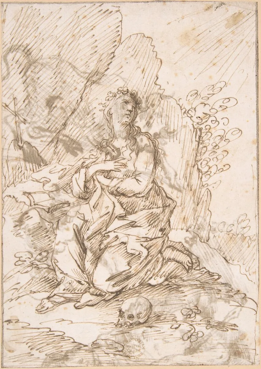 Mary Magdalen in the Wilderness — Anonymous, Italian, Roman-Bolognese, 17th century
