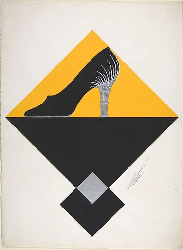 Black Pump with Silver-Fluted Heel and Beads for Delman's Shoes, New York