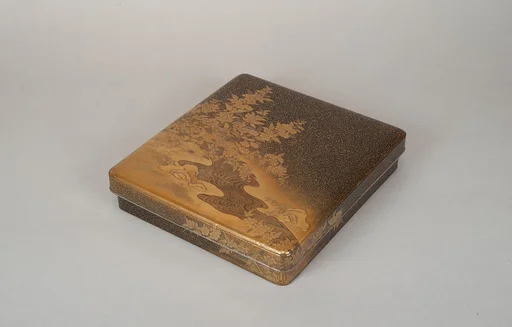 江戸時代 山吹蒔絵硯箱|Writing Box with Yellow Rose Flowers and Rushing Stream