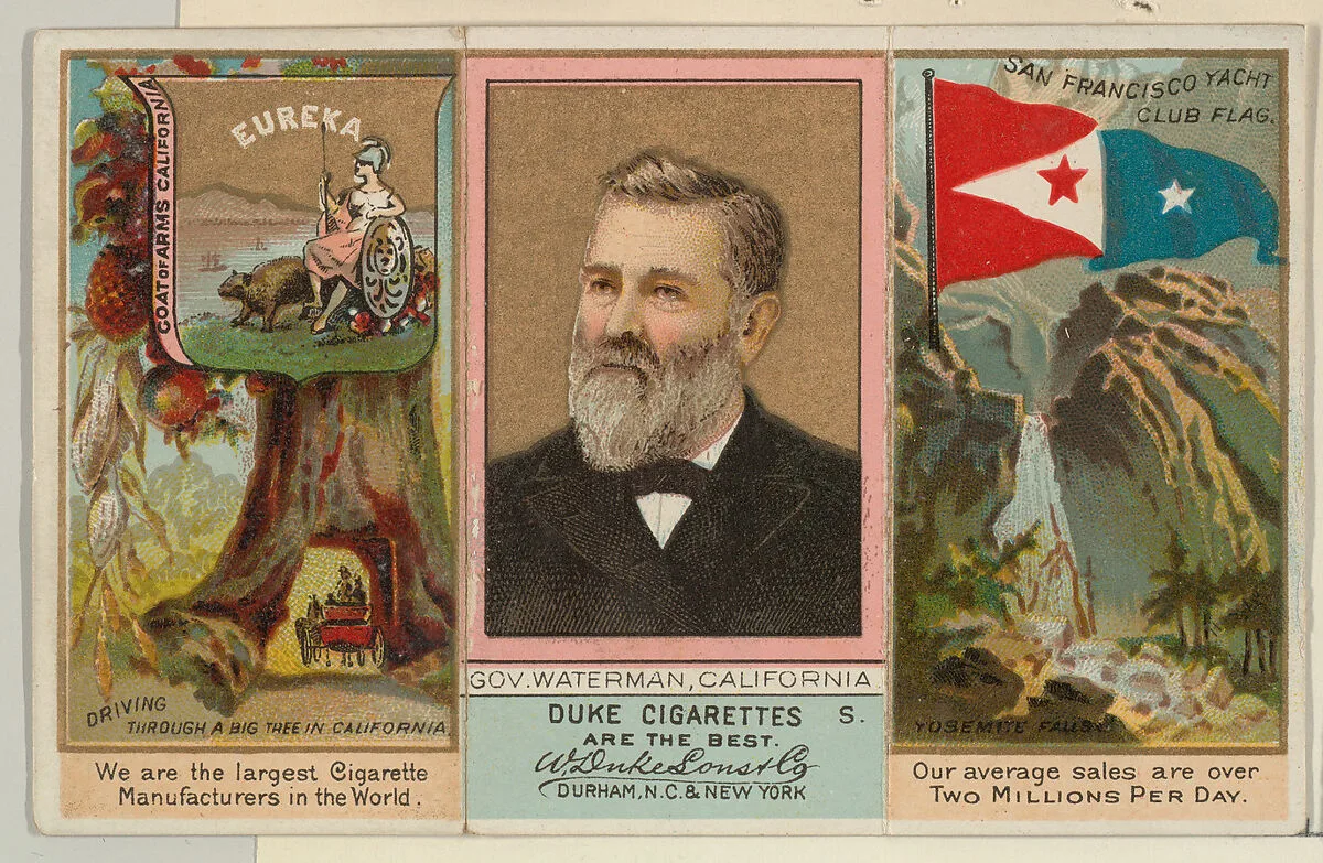 Governor Waterman, California, from "Governors, Arms, Etc." series (N133-2), issued by Duke Sons & Co. — W. Duke, Sons & Co.