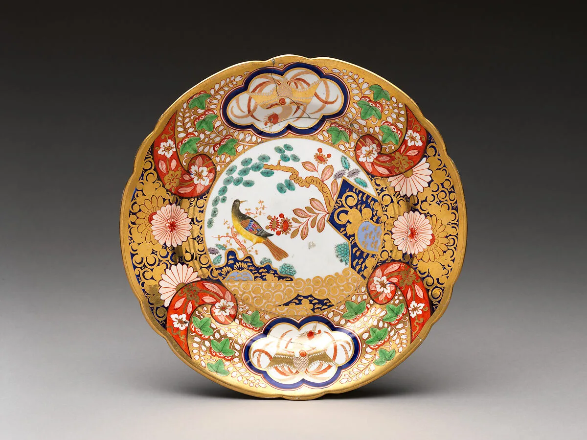 Plate with rocks, flowers, and birds — J. Spode