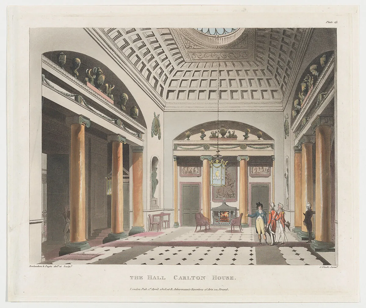 The Hall Carlton House — Auguste Charles Pugin|John Bluck|Thomas Rowlandson|Rudolph Ackermann, London