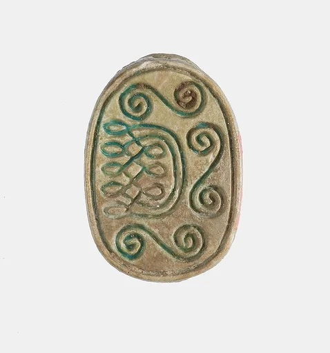 Scarab with Coil and Scrolls Design