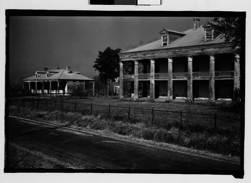 [Two Greek Revival Houses (Uncle Sam?), From Road, St. James Parish, Louisiana]