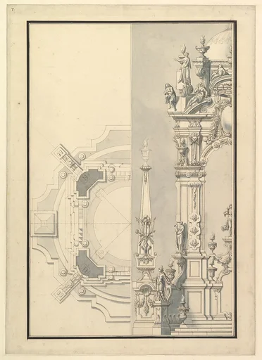 Half Elevation and Half Ground Plan for a Catafalque for an Electress Palatine