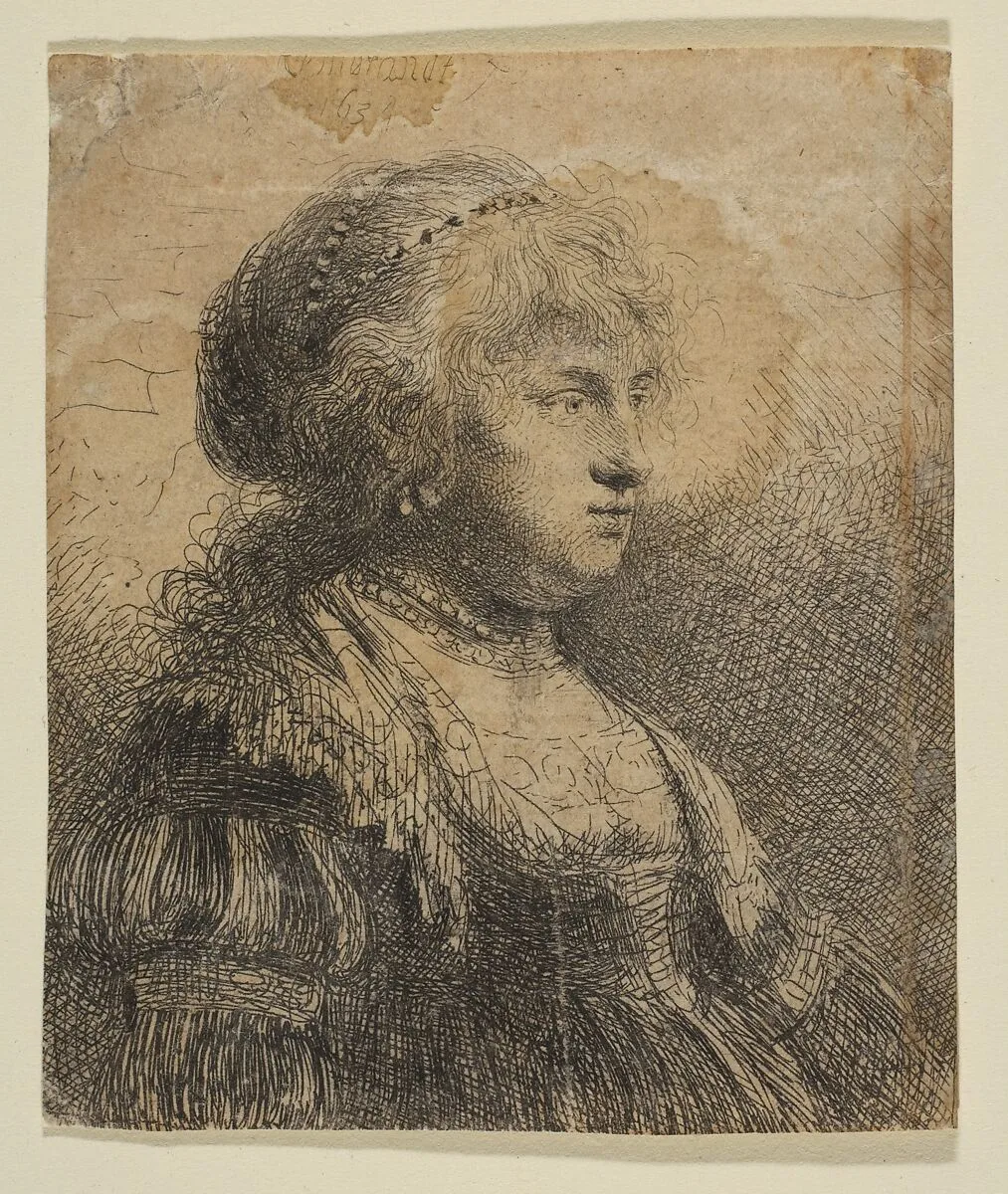 Saskia with Pearls in Her Hair — Rembrandt (Rembrandt van Rijn)
