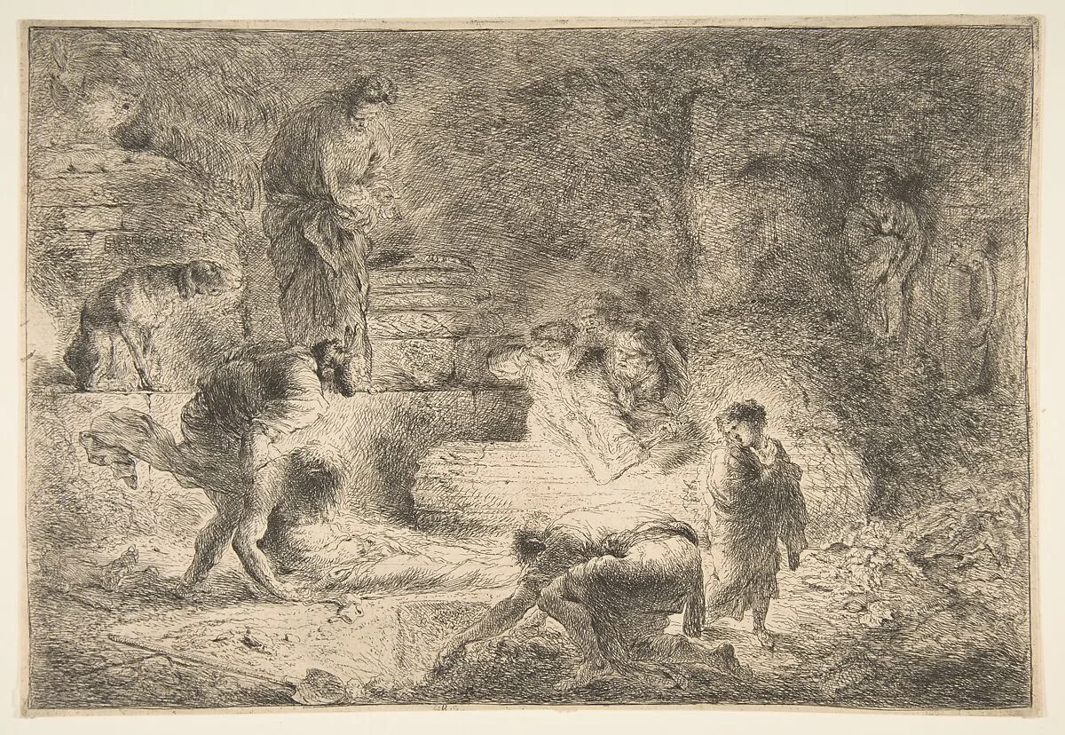 Tobit burying the Dead — Giovanni Benedetto Castiglione (Il Grechetto)