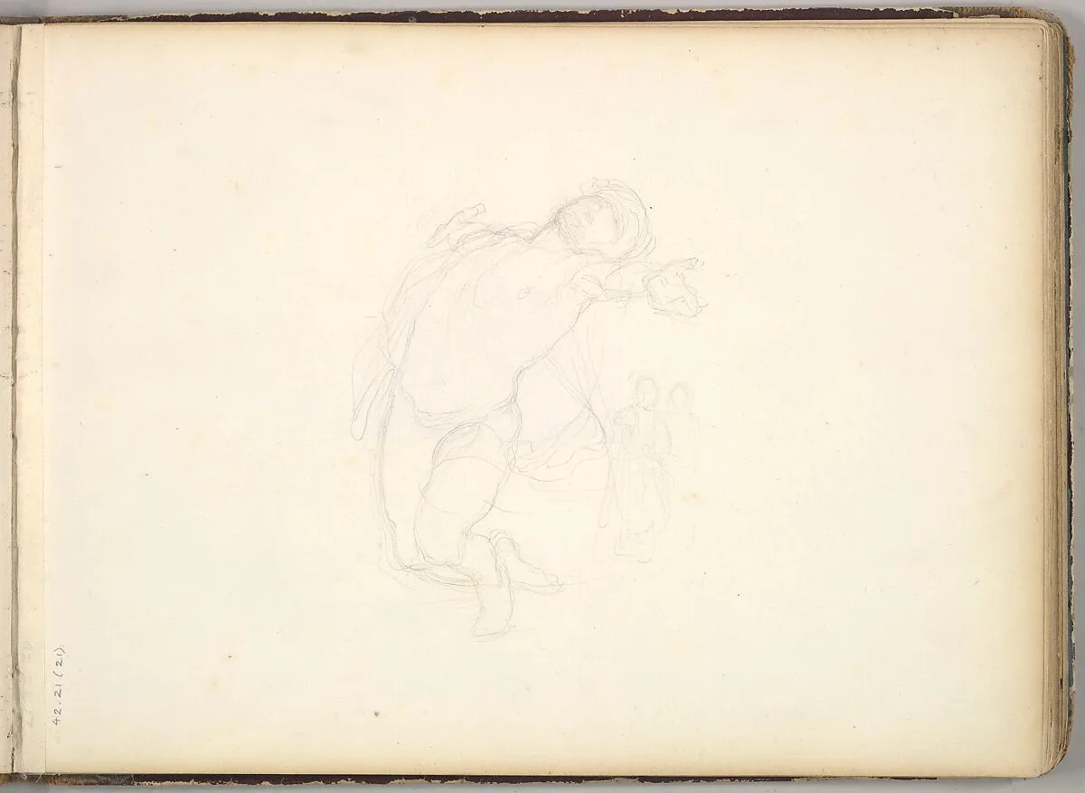 Male Figure Study (in Sketch Book With Drawings on Twenty-six Leaves) — Frederic, Lord Leighton