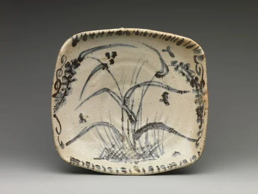 絵志野花草文額皿|Dish with Reeds