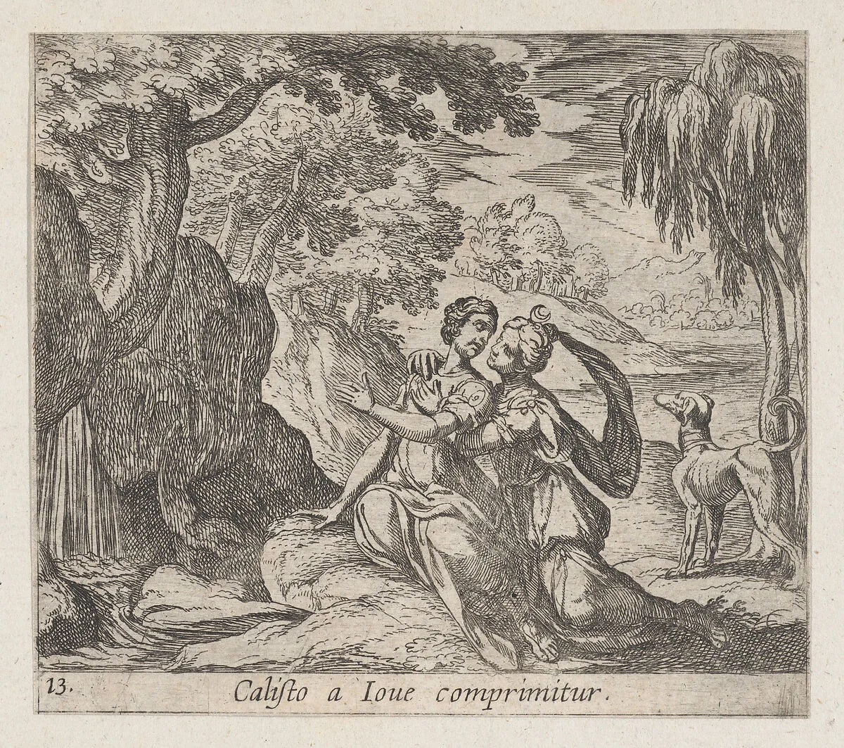Plate 13:Jupiter and Callisto (Calisto a Iove comprimitur), from Ovid's 'Metamorphoses' — Antonio Tempesta