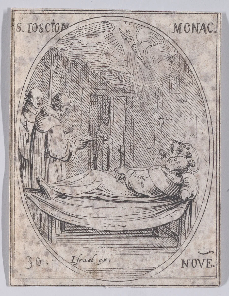 S. Joscoin, moine (St. Joscius, Monk), November 30th, from "Les Images De Tous Les Saincts et Saintes de L'Année" (Images of All of the Saints and Religious Events of the Year) — Jacques Callot|Israël Henriet