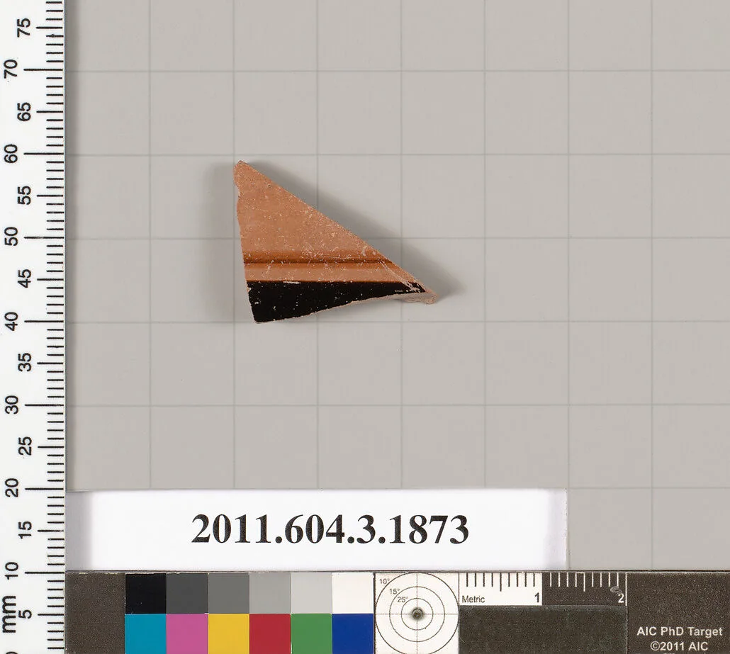 Terracotta fragment of a kylix: Band or lip cup (drinking cup) — Unknown