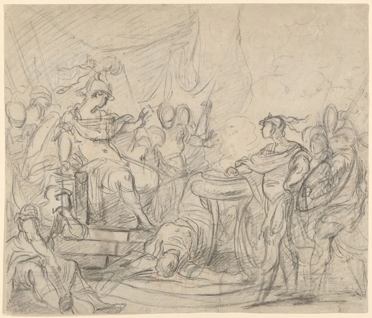 Mucius Scaevola Before King Porsenna — Anonymous, French, 17th century|François Boucher